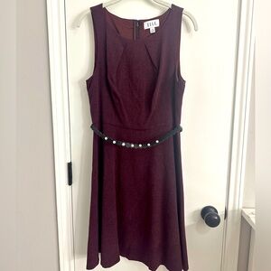 elle maroon dress with pearl belt